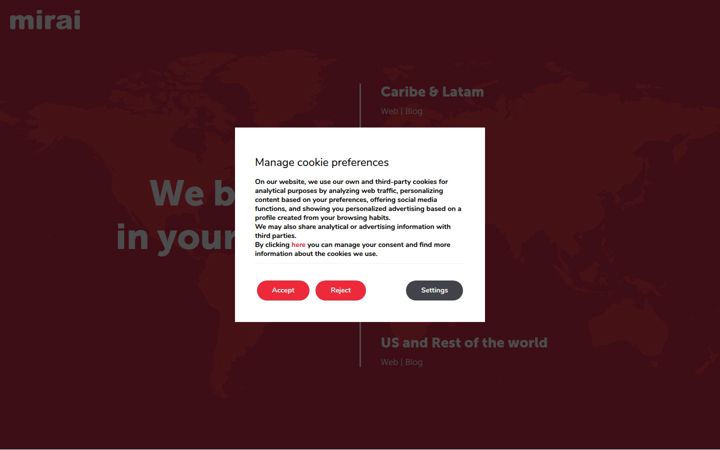 Screenshot of mirai.com
