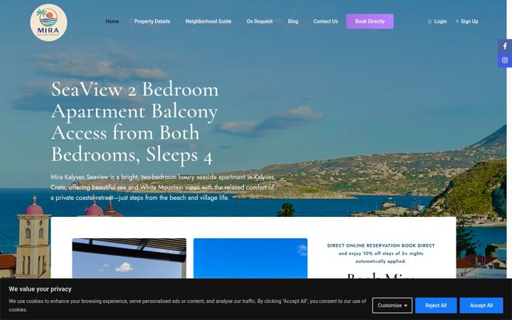 Screenshot of mirakalyvesseaview.com