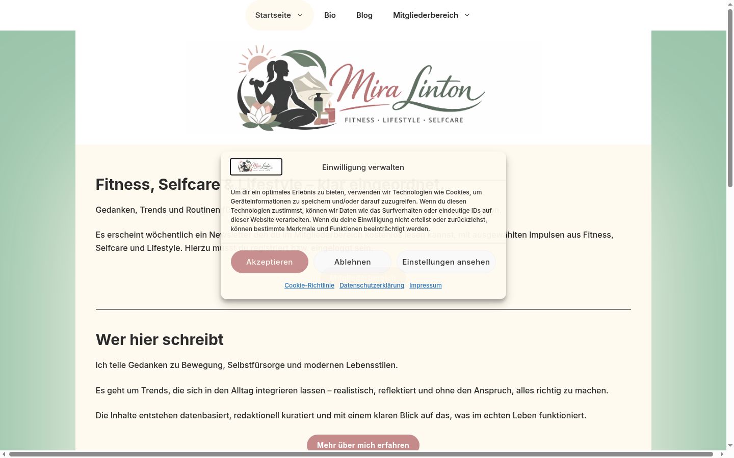 Ekrānuzņēmums ar piekrišanas baneri, kas tika rādīts pirms jebkādas mijiedarbības