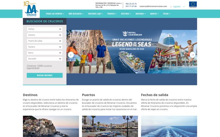 Screenshot of miramarcruceros.com