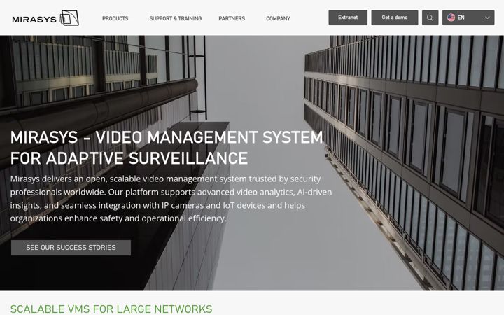 Screenshot of mirasys.com