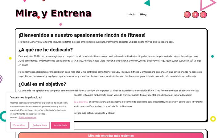 Screenshot of mirayentrena.com
