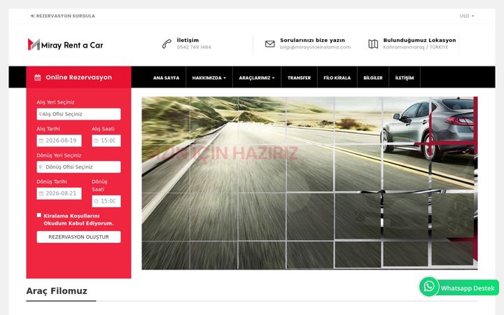 Screenshot of mirayotokiralama.com