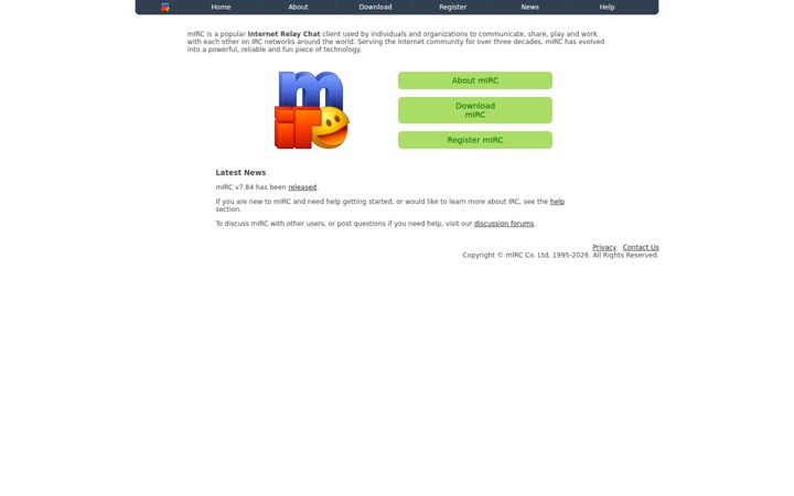 Skjermbilde av mirc.com
