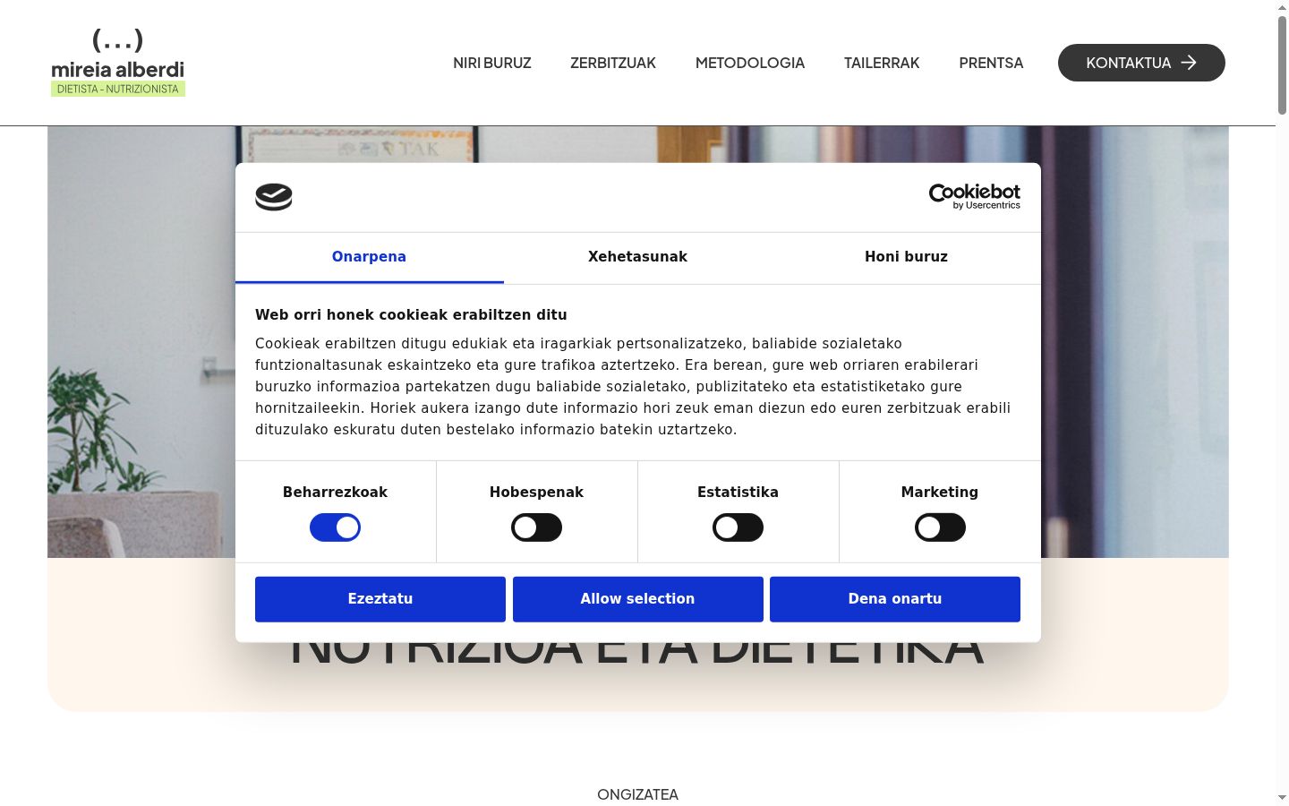 Capture d'écran de la bannière de consentement affichée avant toute interaction