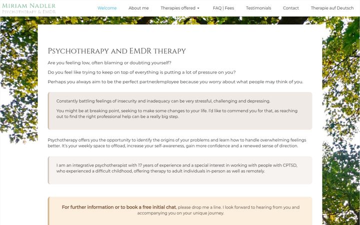 Screenshot of miriamnadler.com