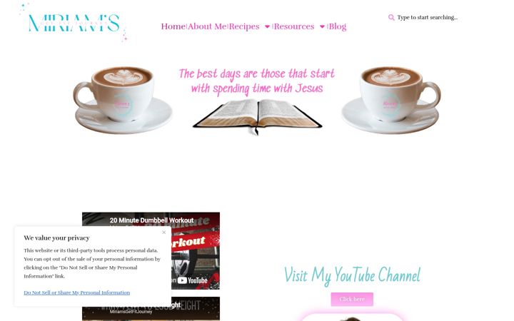 Screenshot of miriamsgetfitjourney.com