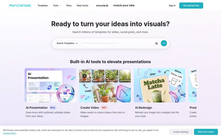 Screenshot ta' miricanvas.com