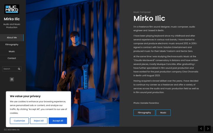 Screenshot of mirkoilicsound.com