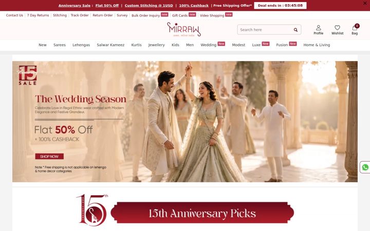 Screenshot of mirraw.com