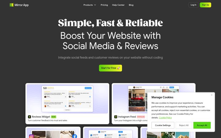 Screenshot of mirror-app.com
