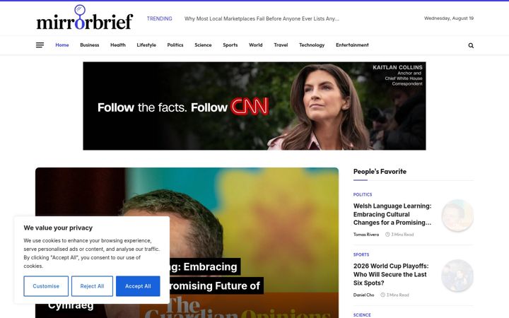 Screenshot of mirrorbrief.com