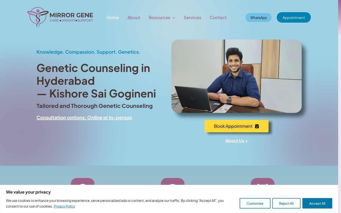 Screenshot of the consent banner shown before any interaction