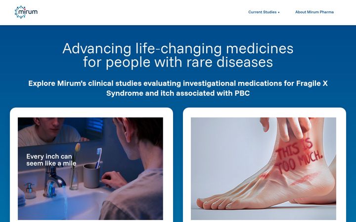 Screenshot of mirumclinicaltrials.com