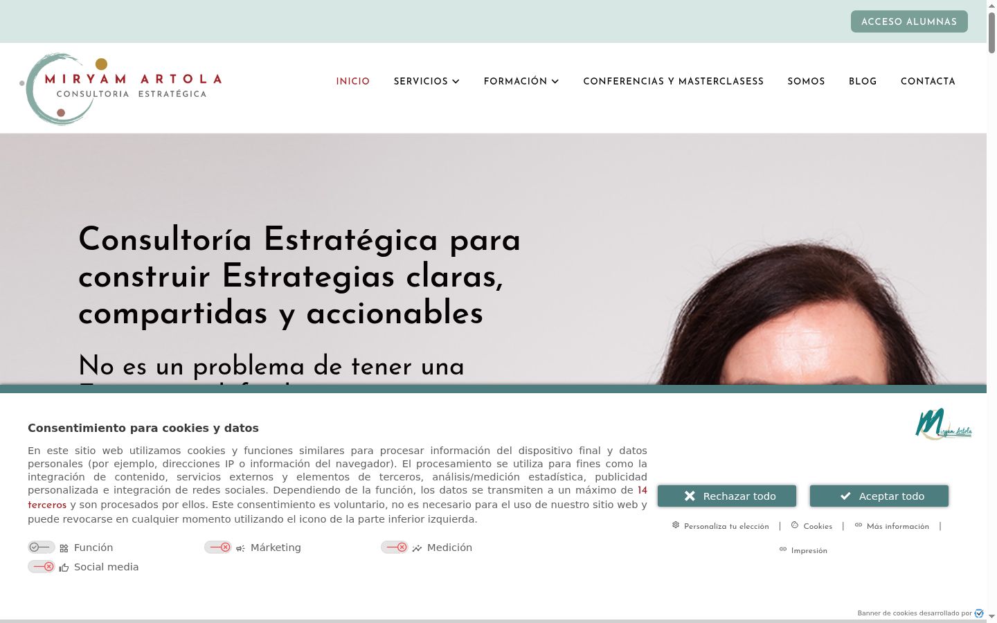 Screenshot del banner di consenso mostrato prima di qualsiasi interazione