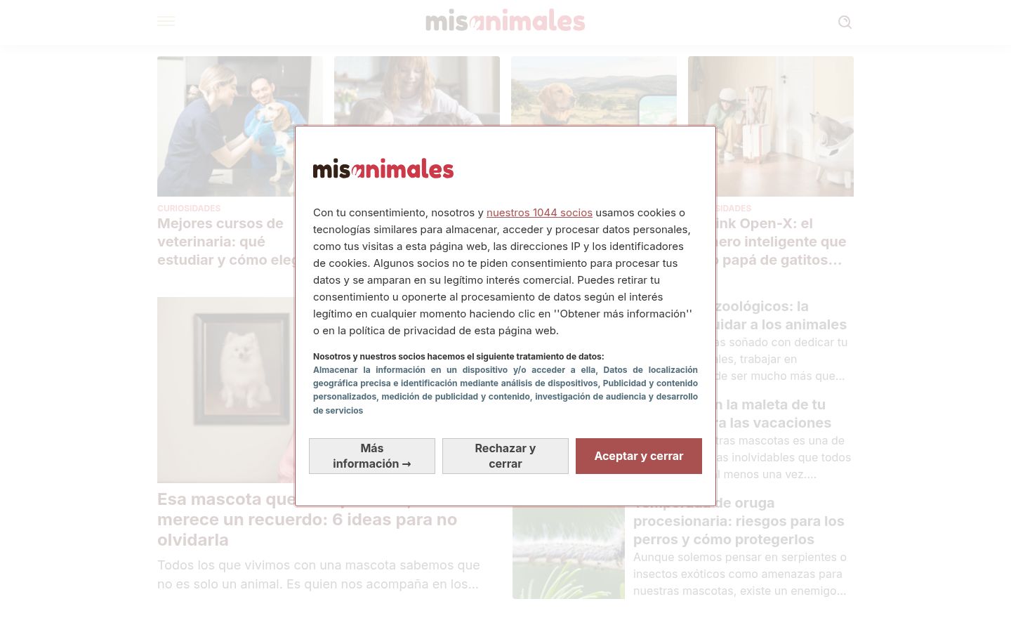 Screenshot del banner di consenso mostrato prima di qualsiasi interazione