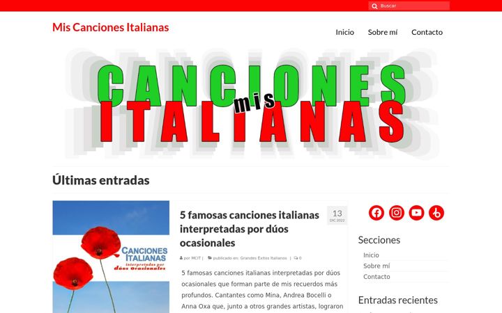 Snimka zaslona za miscancionesitalianas.com