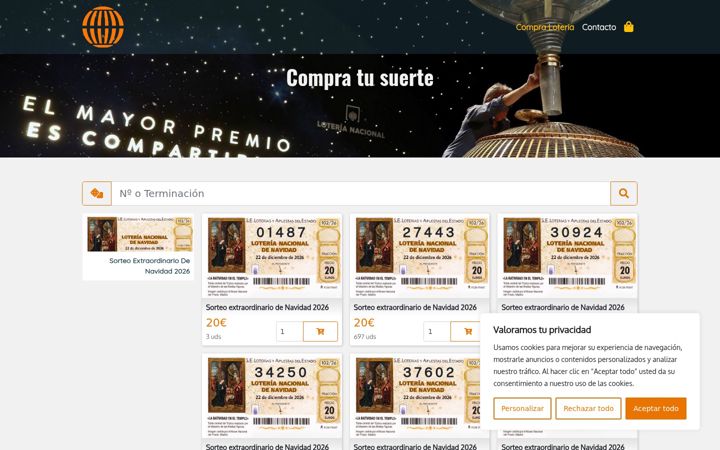 Screenshot of misdecimosdeloteria.com