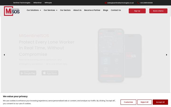 Screenshot of misentinelsos.com