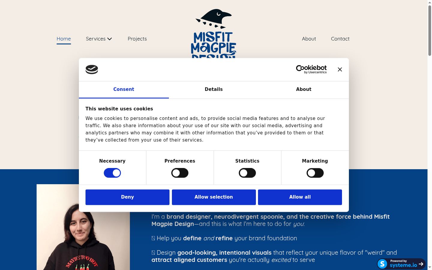 Screenshot del banner di consenso mostrato prima di qualsiasi interazione