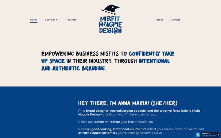 Screenshot of misfitmagpiedesign.com