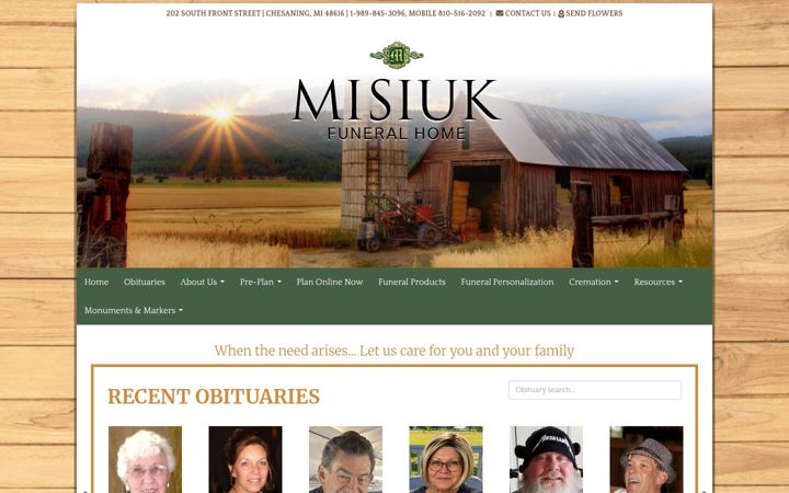 Screenshot of misiukfuneralhome.com