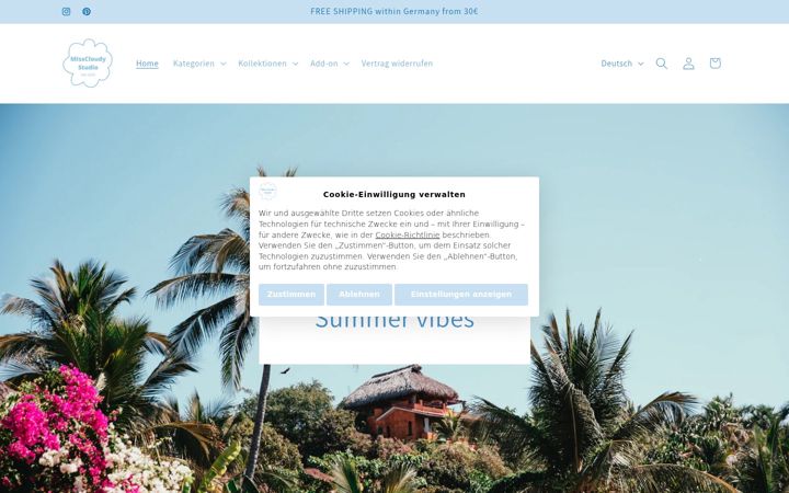 Screenshot of misscloudystudio.com