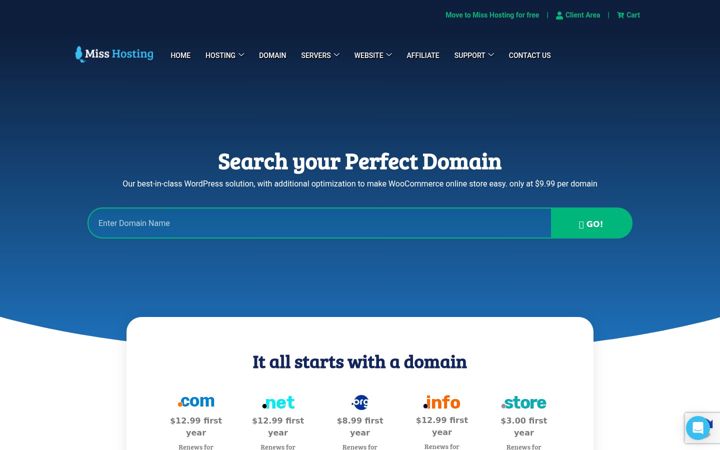 Screenshot of misshosting.com