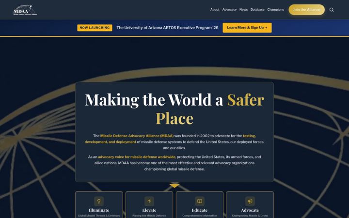 Screenshot of missiledefenseadvocacy.org
