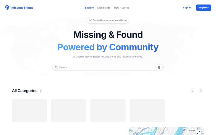 Screenshot of missing-things.com