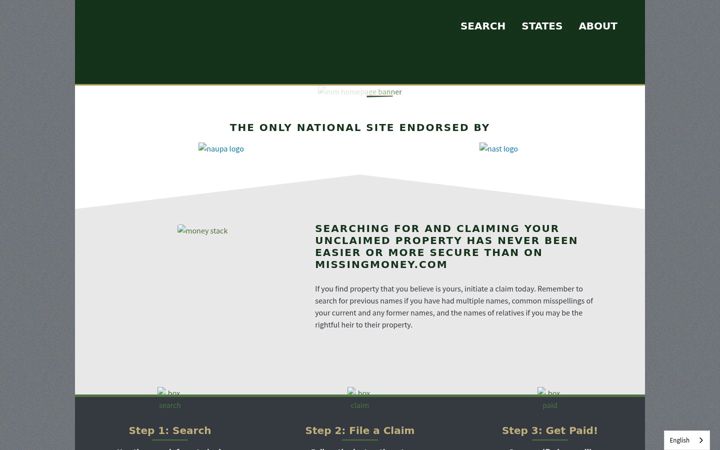 Screenshot of missingmoney.com