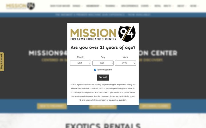 Screenshot of mission94firearms.com