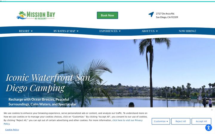 Screenshot of missionbayrvresort.com