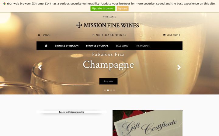 Screenshot of missionfinewines.com