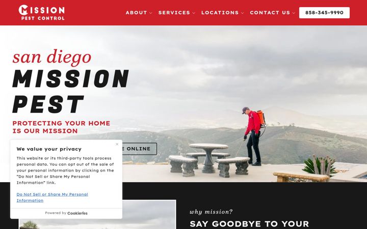 Screenshot of missionpestcontrol.com
