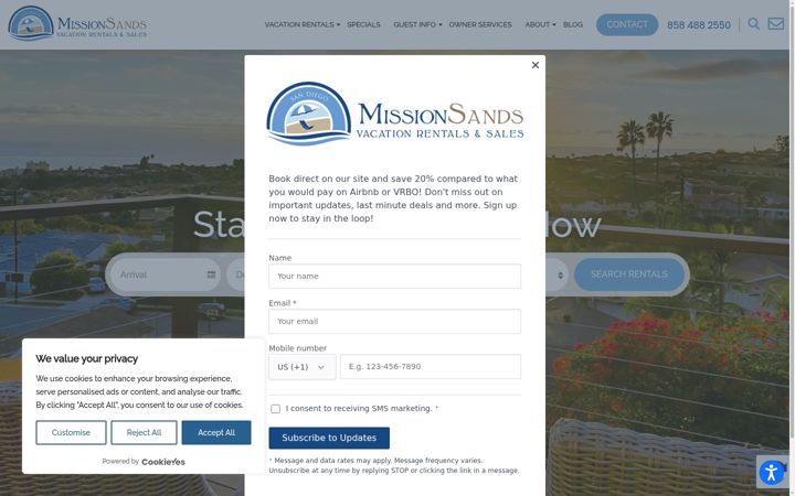 Screenshot of missionsands.com