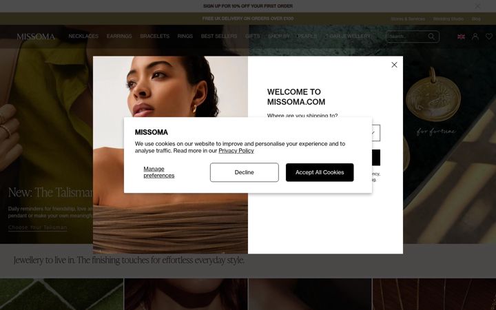 Screenshot of missoma.com