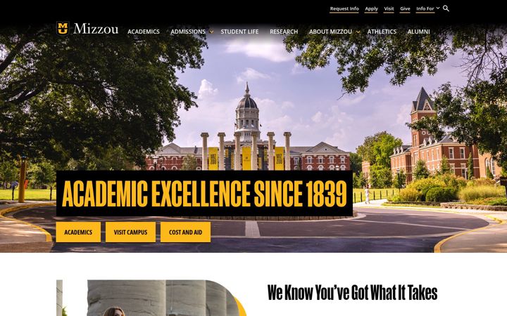 Screenshot di missouri.edu