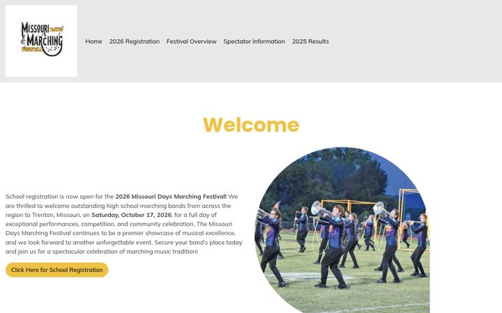 Screenshot of missouridaysmarching.com