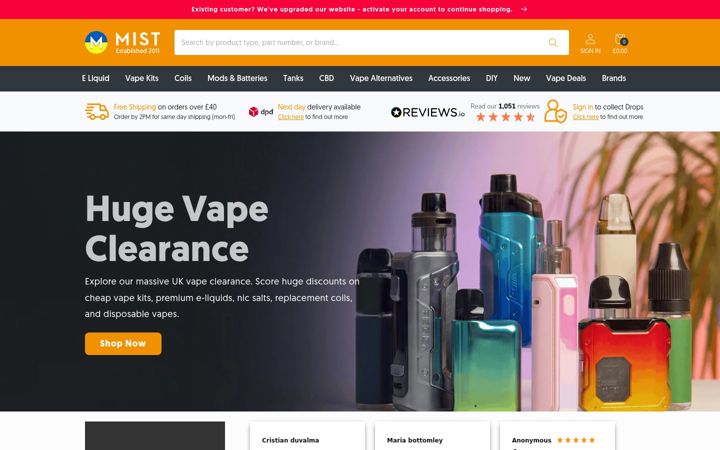 Screenshot of misteliquid.co.uk