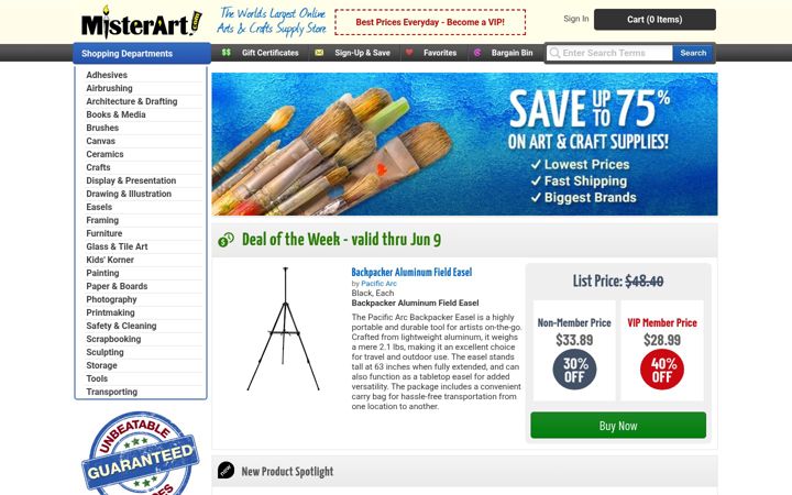 Screenshot of misterart.com
