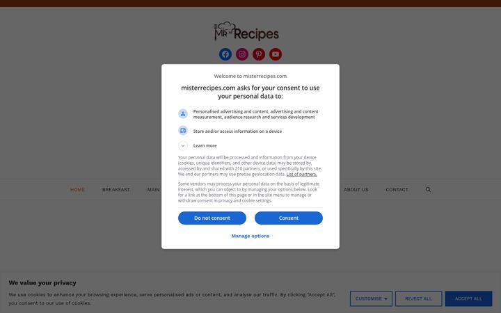 Screenshot of misterrecipes.com