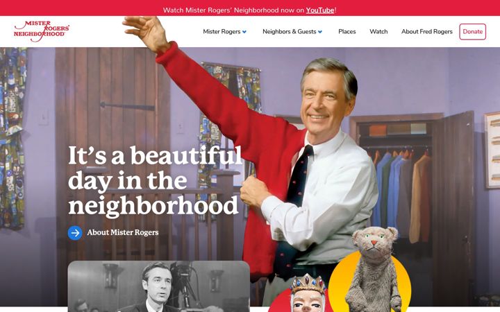 Screenshot ta' misterrogers.org