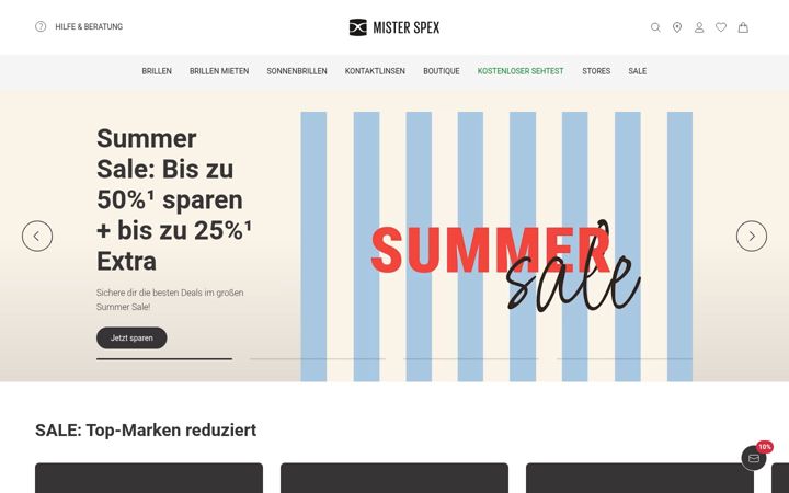 Screenshot of misterspex.com