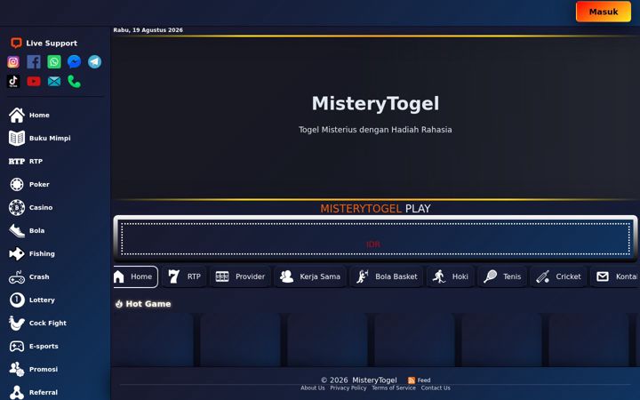 Screenshot of misterytogel.com