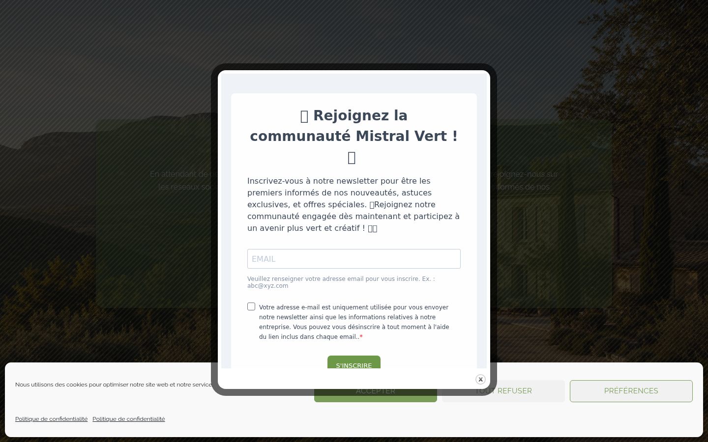 Screenshot del banner di consenso mostrato prima di qualsiasi interazione