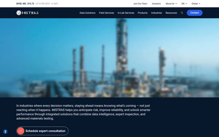 Screenshot of mistrasgroup.com
