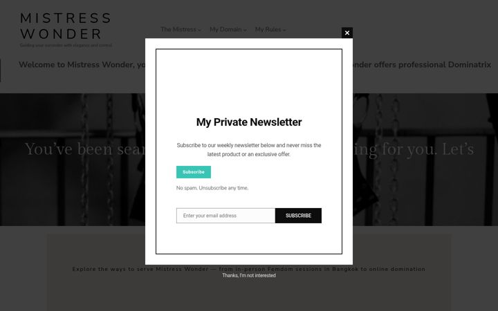Screenshot of mistresswonder.com