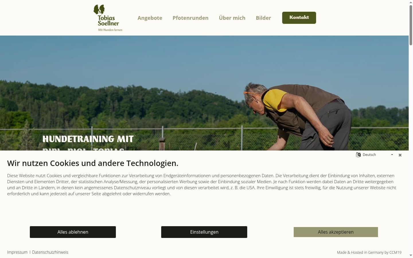 Screenshot of the consent banner shown before any interaction
