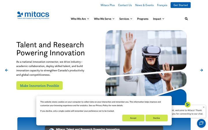Screenshot of mitacs.ca